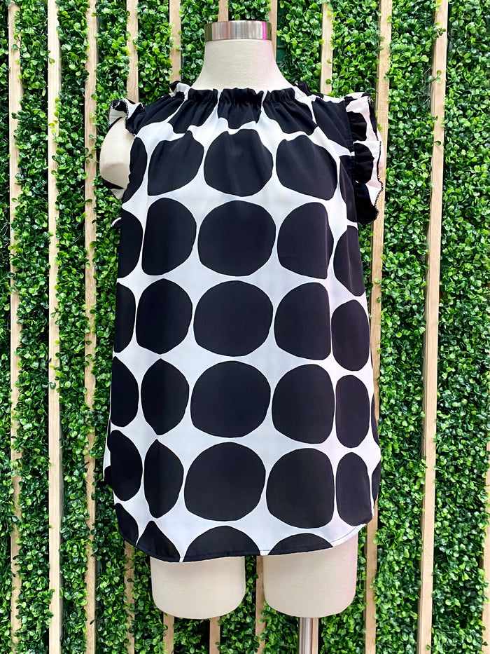 Mock Neck Polka Dot Top