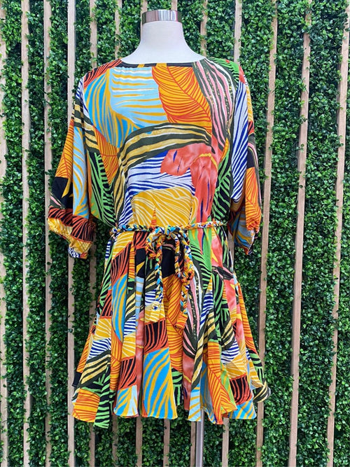 Tangerine Tropical Short Dress