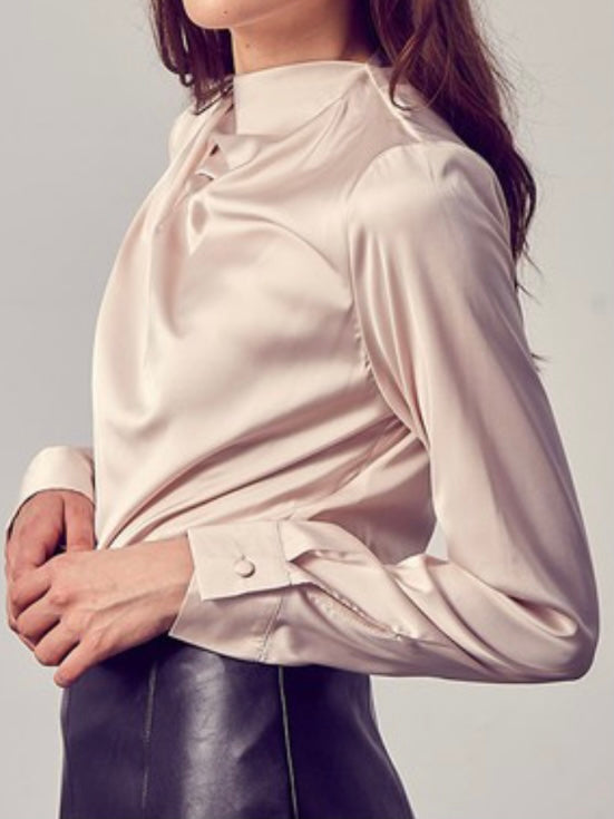 Elegant Long Sleeve Draped Bodysuit