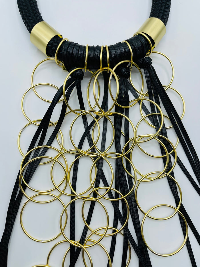 Katerina Rope Gold Circles Long Necklace