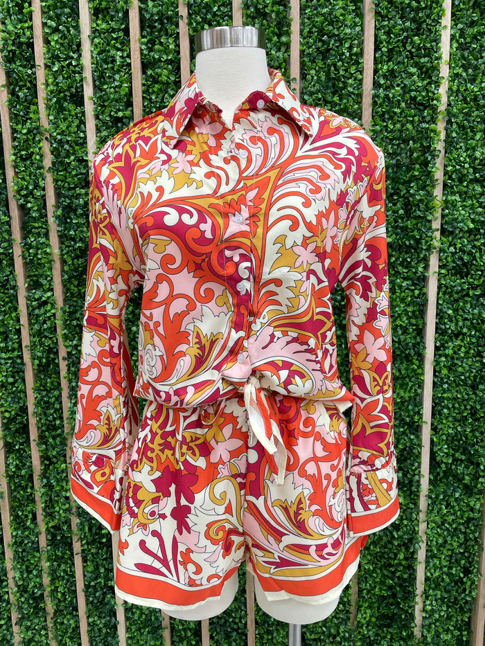 Orange Paisley Blouse