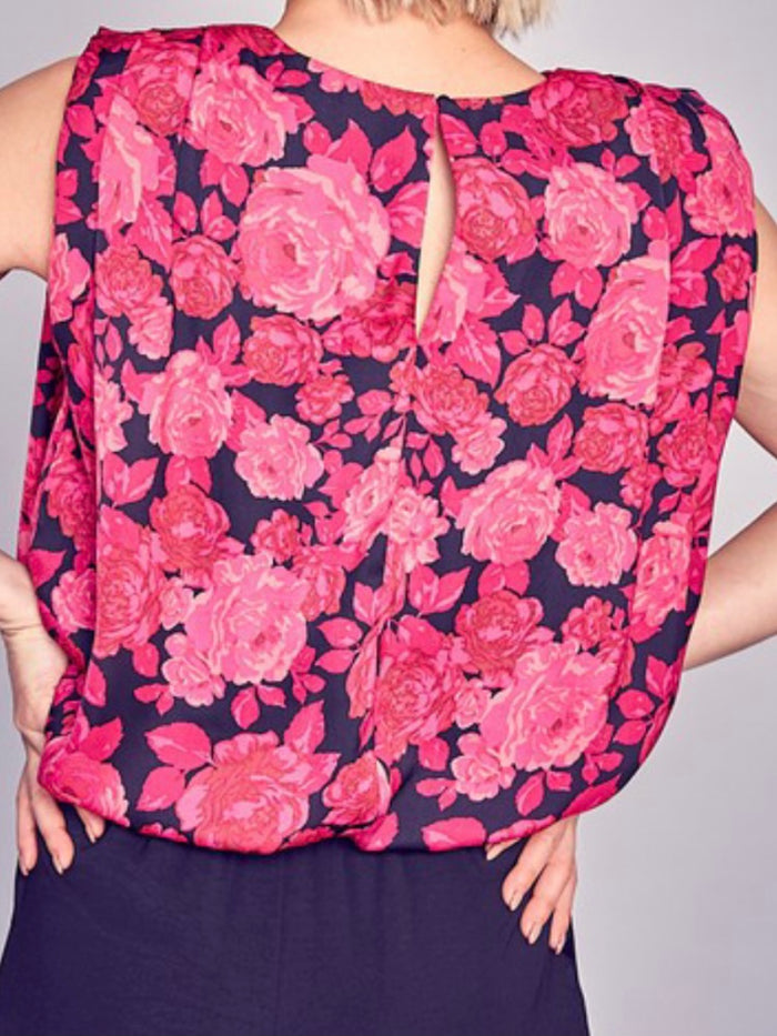 Rose Print Padded Top