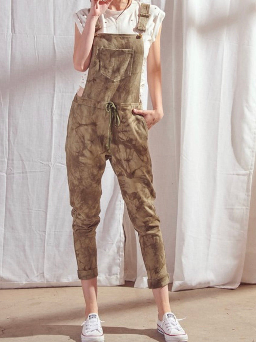 Olive Tie Dye Overall