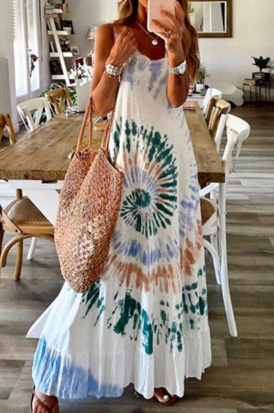 Pastel Tie Dye Tiered Maxi