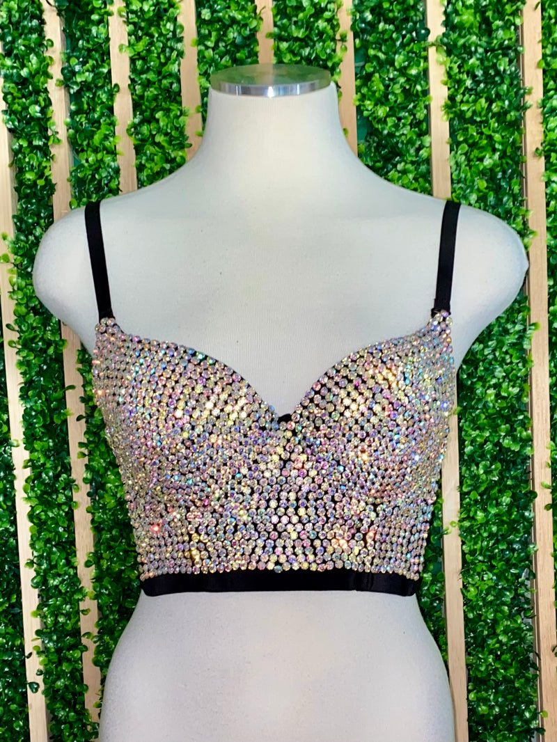 Rhinestone Embellished Cropped Bustier