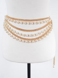 Layered Chain Pearl Belt