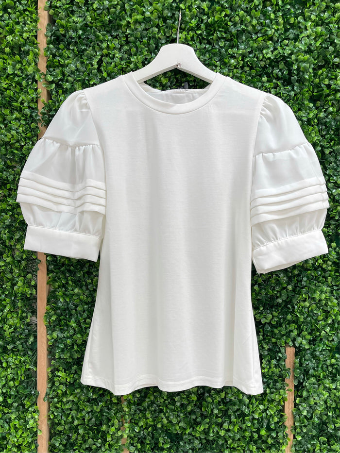 Lace Detail Puff Sleeve Top