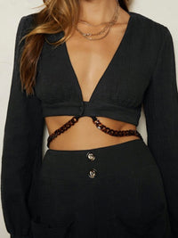 Black Chain Detail Crop Top