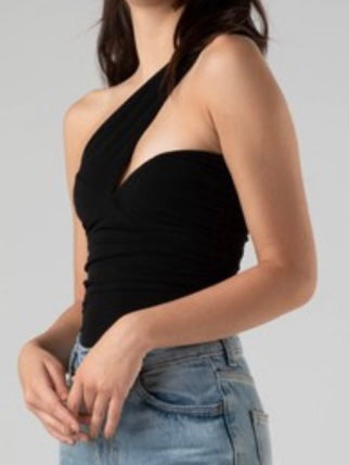 UNique Black One Shoulder Bodysuit