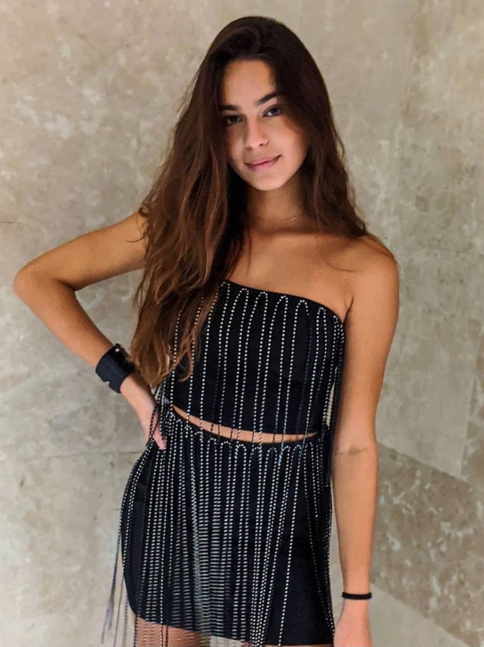 Rhinestone Fringe Skirt