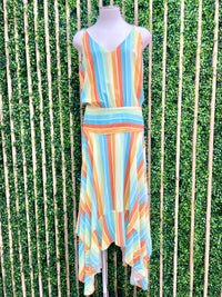 Pastel Neon Striped Midi Dress