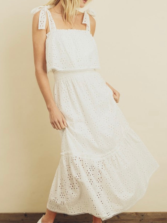 White Eyelet Midi Dress