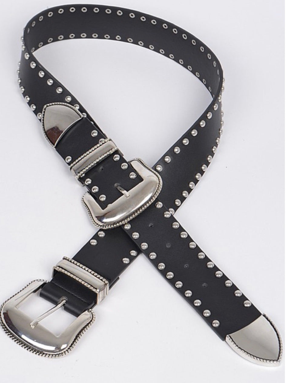 Studs Double Buckle Belt