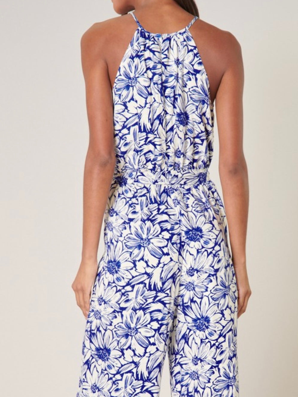 Royal Blue Floral Print Jumpsuit