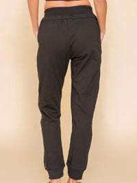Faux Leather Side Panel Jogger Set