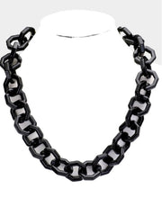 Black Acetate Link Necklace
