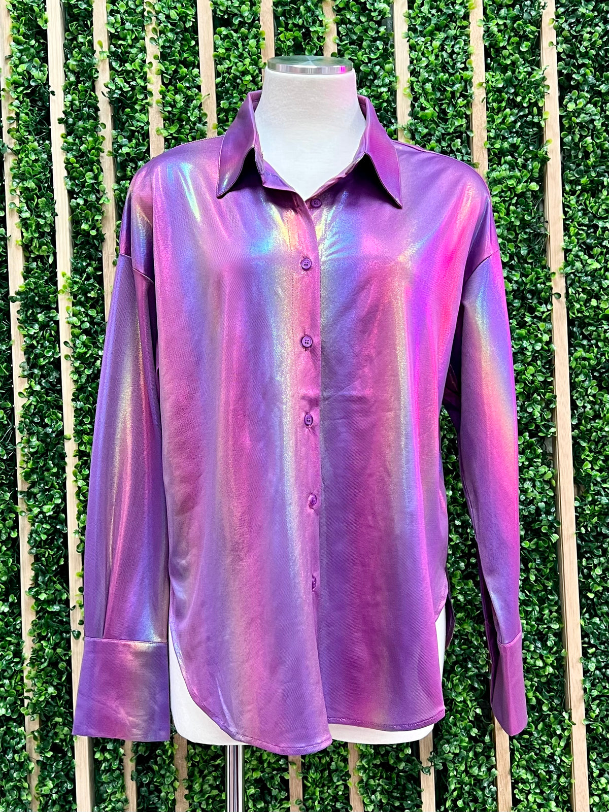 Purple Iridescent Foil Blouse