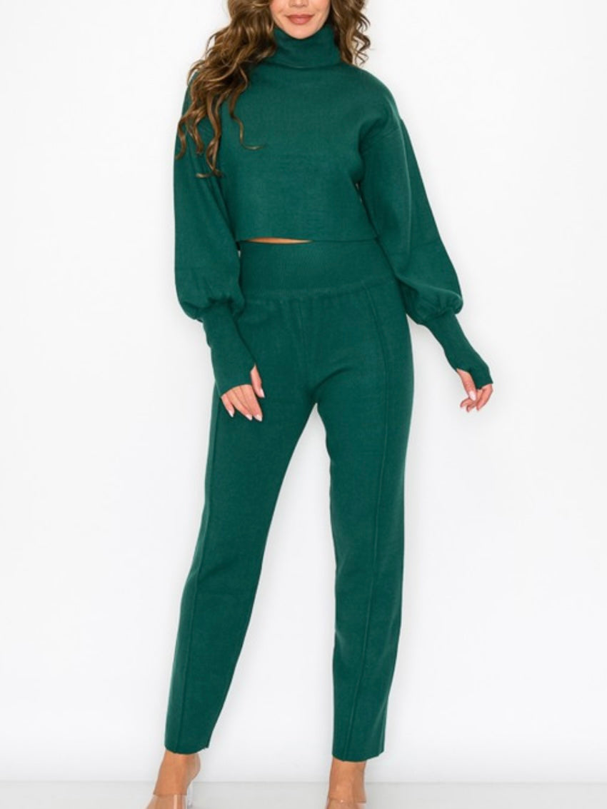 Hunter Green Knit Jogger Set