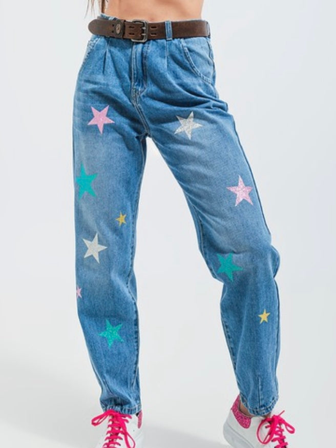 Star Print Slouchy Jeans
