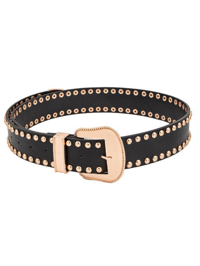 Western Buckle Studded Belt