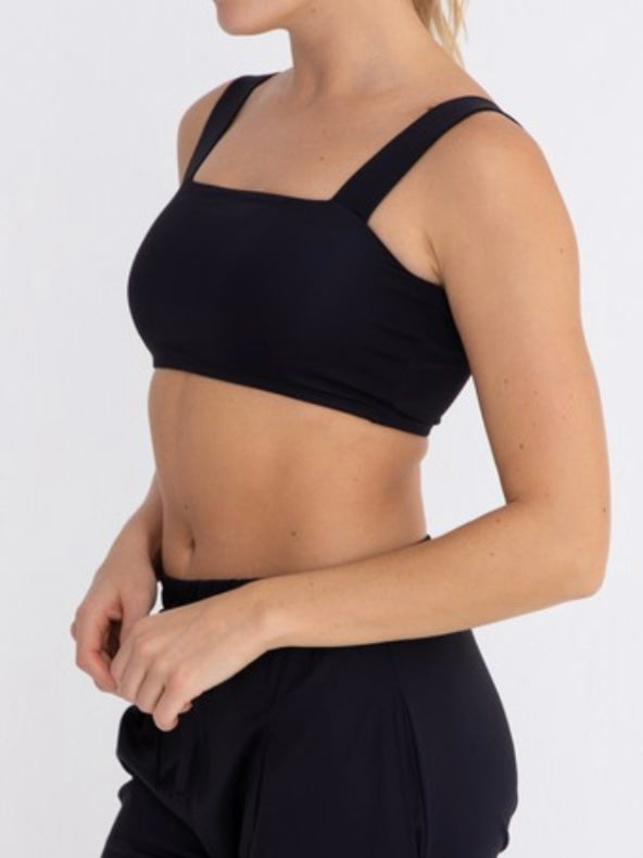 Black Square Neckline Crop Top