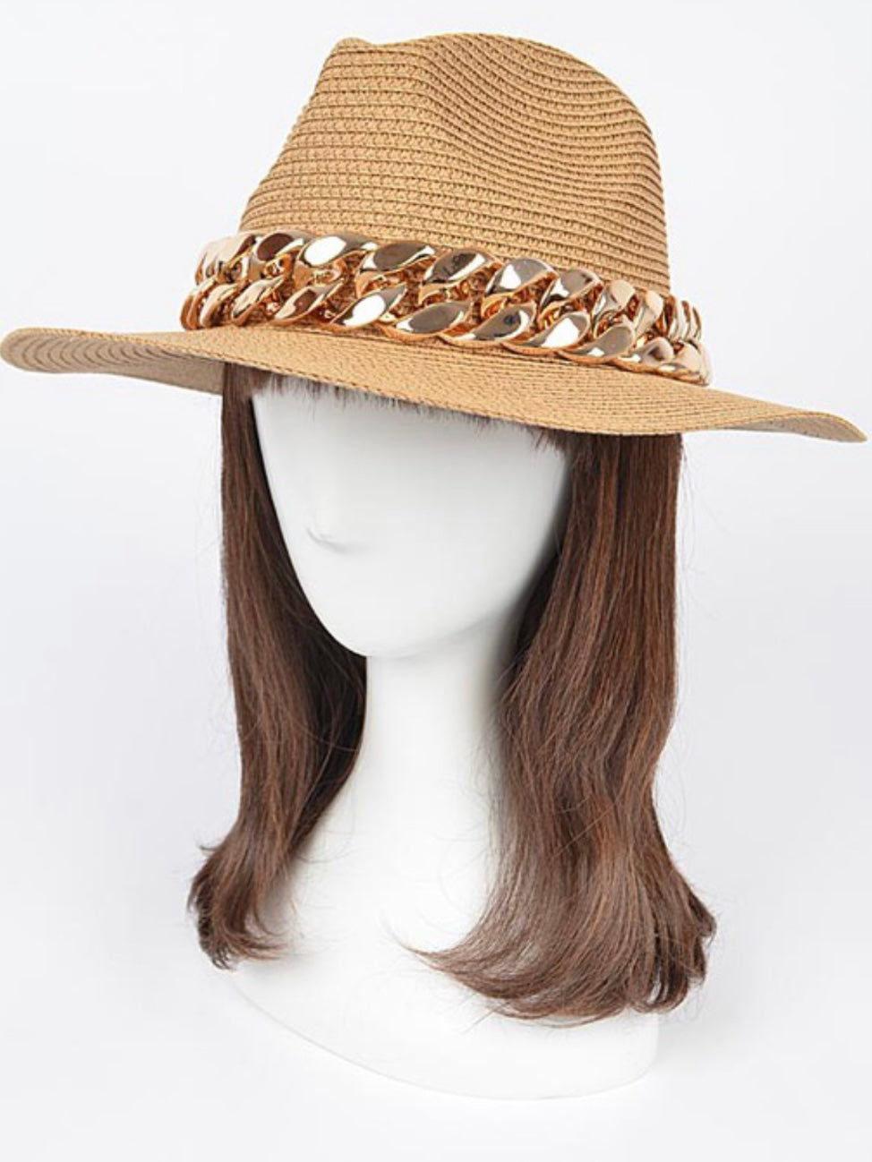 Chain Detail Straw Hat