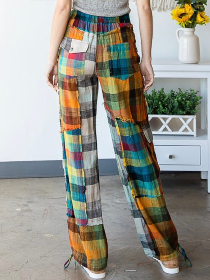 Bright Plaid Wide Leg Pant