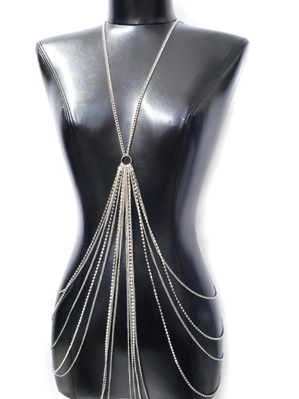 Multi Lines Rhinestone Dropped Body Chain