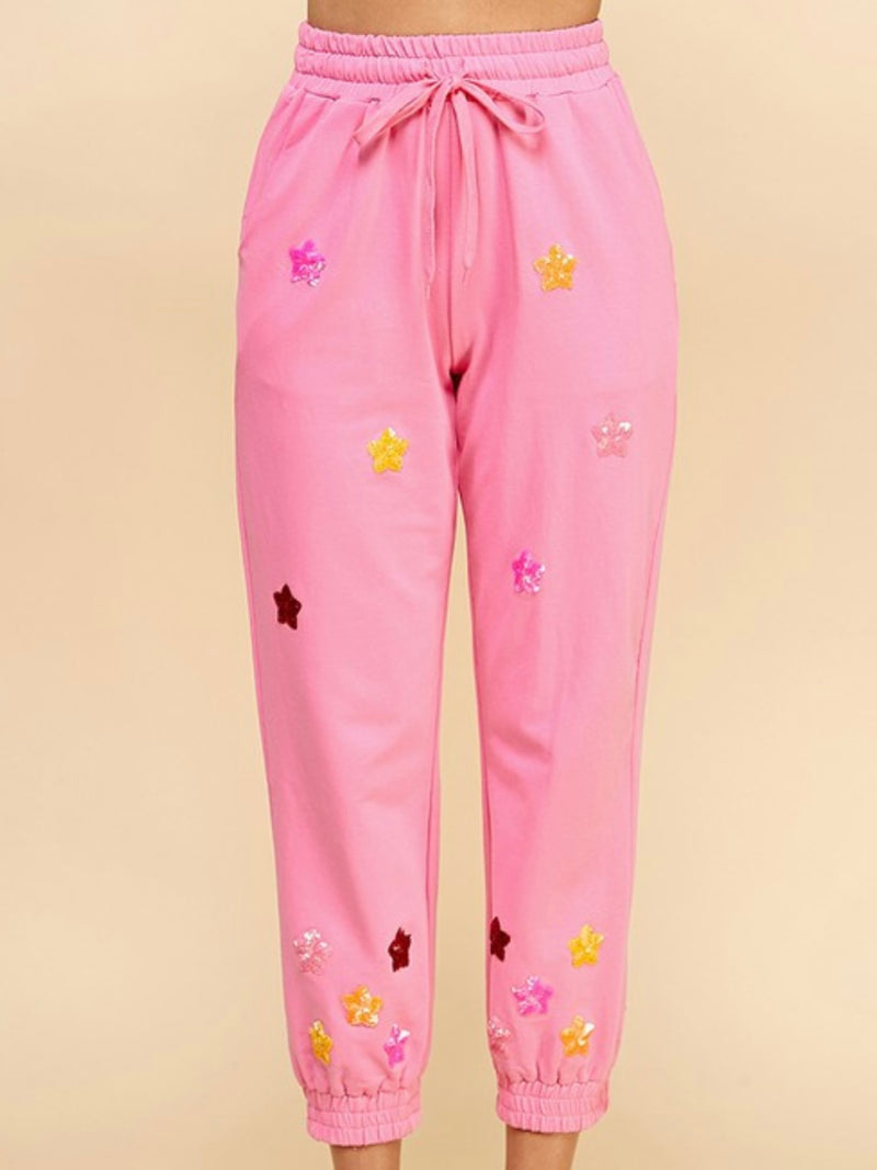 Pink Sequin Stars Jogger