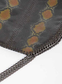 Black Chain Trim Snakeprint Hobo Bag