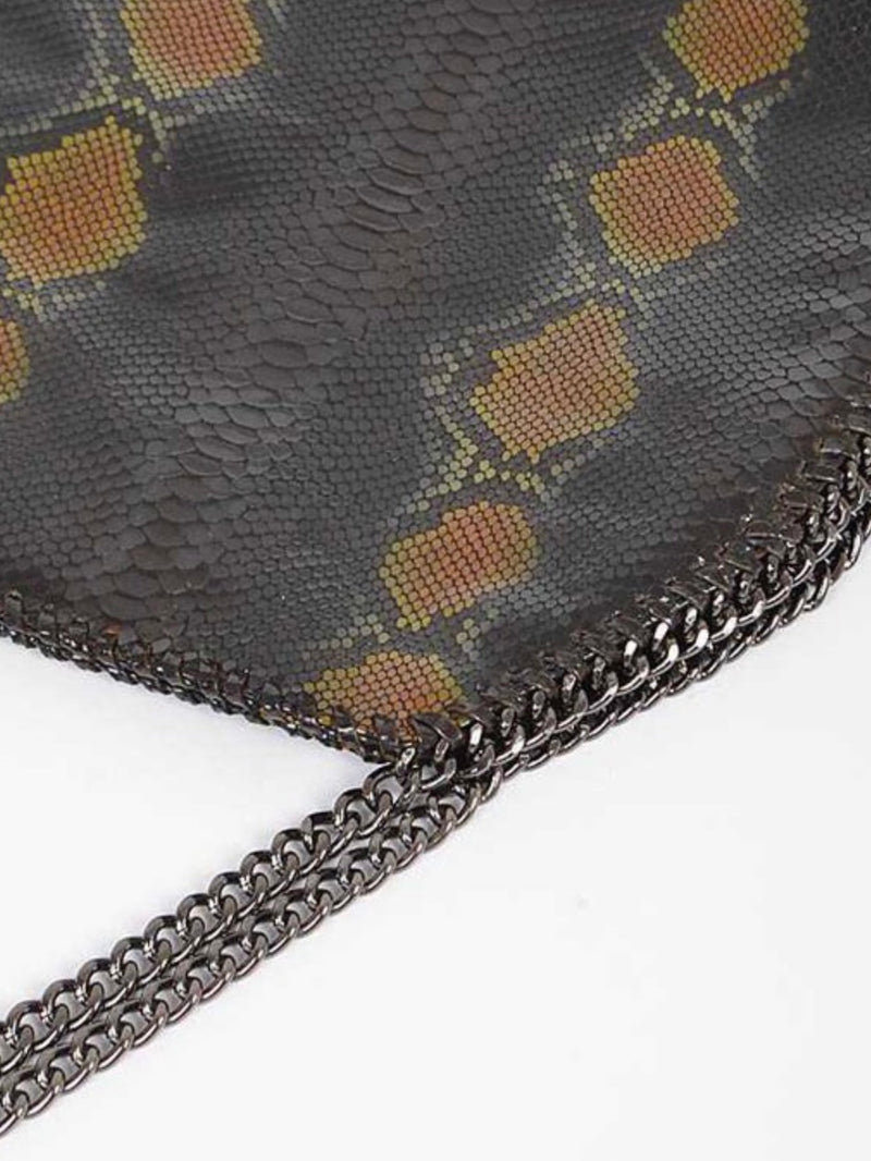 Black Chain Trim Snakeprint Hobo Bag