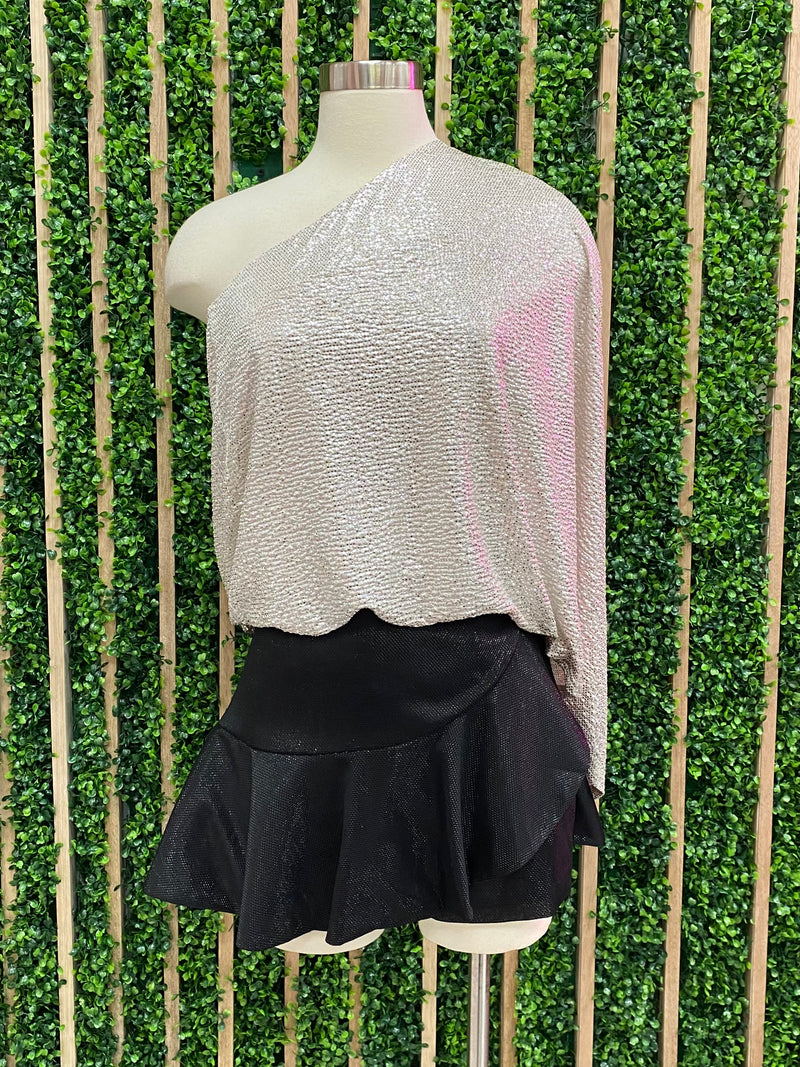 Metallic Ruffle Skort