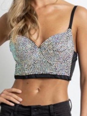 Rhinestone Embellished Cropped Bustier