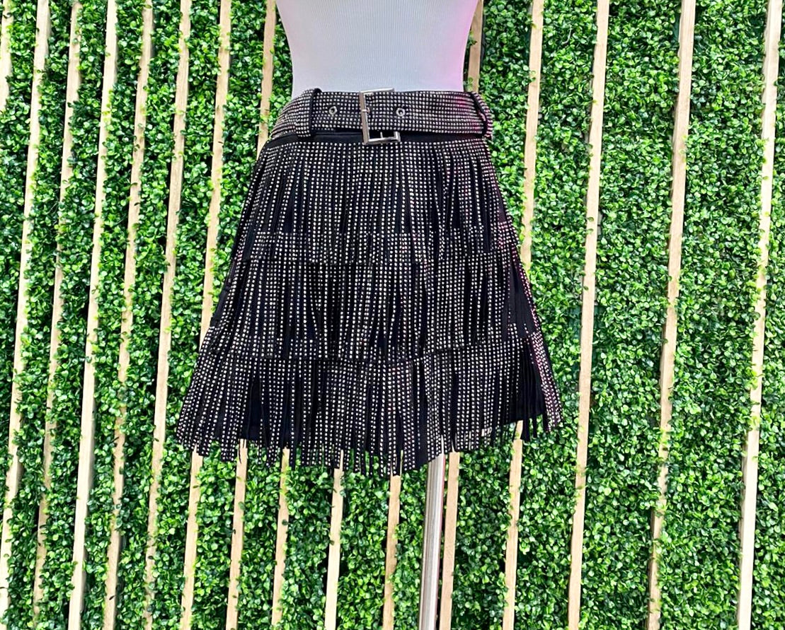 Metallic Fringe Party Skirt