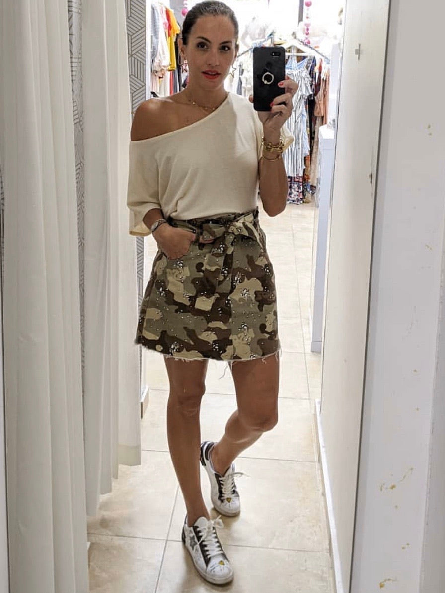 Paperbag Camo Denim Skirt - Southern Fashion Boutique Bliss