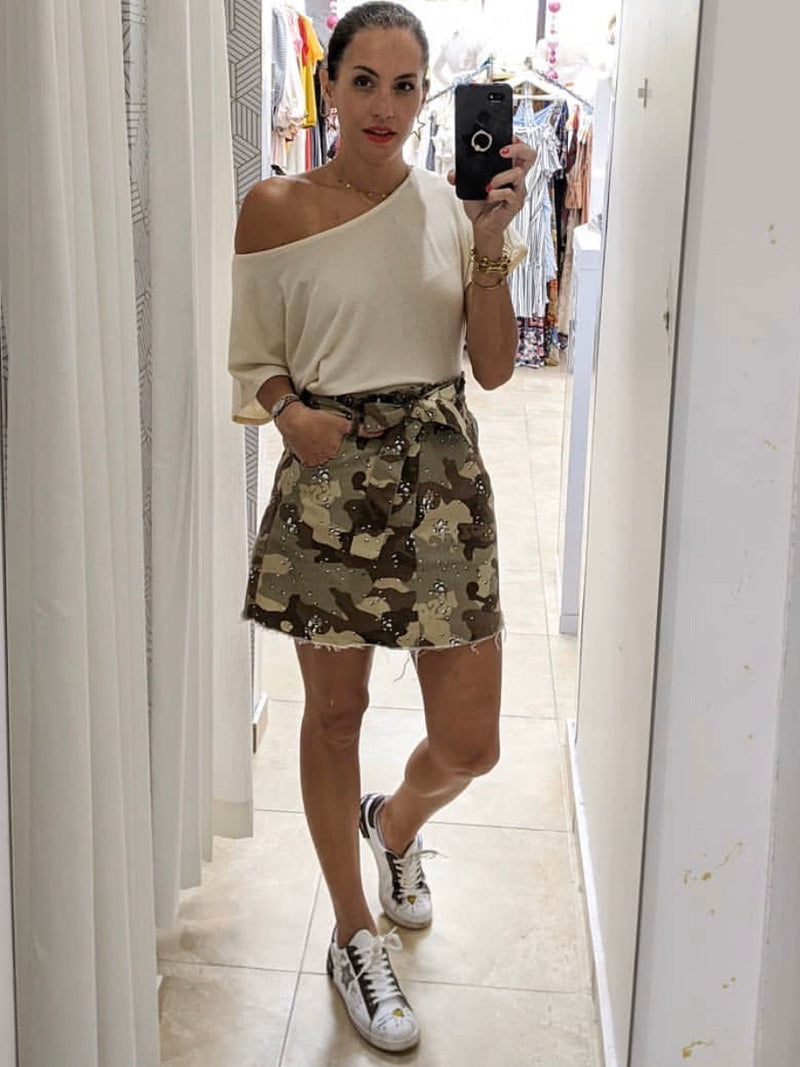 Light Camo Denim Skirt