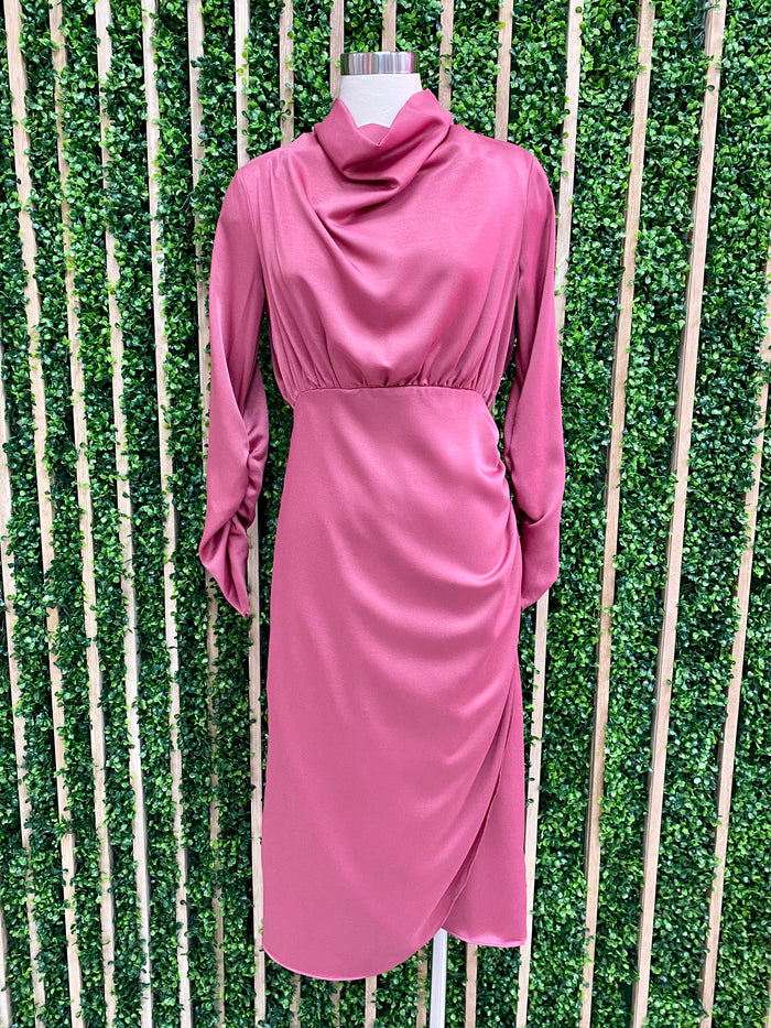 Mulberry Satin Midi Dress