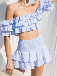Gingham Off Shoulder Short Set