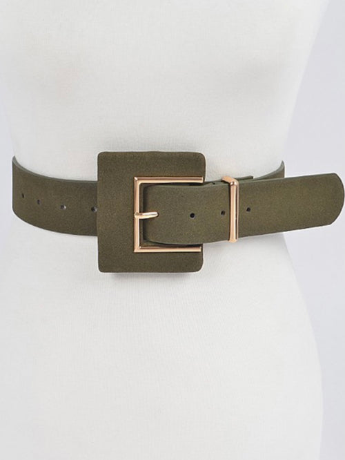 Faux Suede Squared Buckle Belt