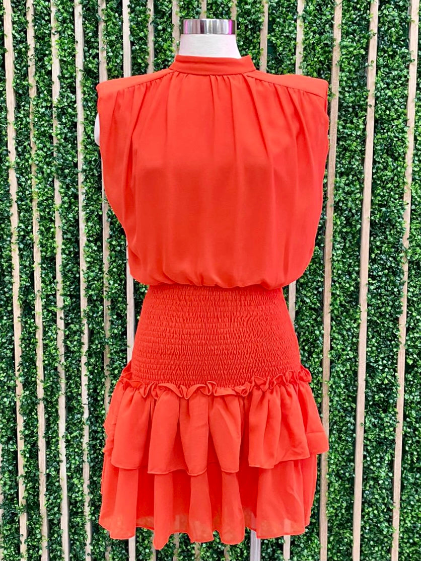 Coral Smocked Short Dress