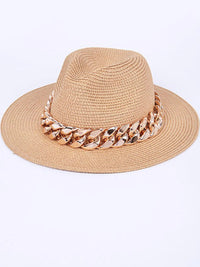 Chain Detail Straw Hat