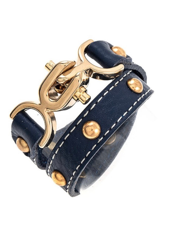 Navy Pleather Cuff