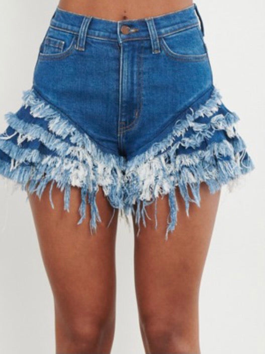 Ruffled Denim Short