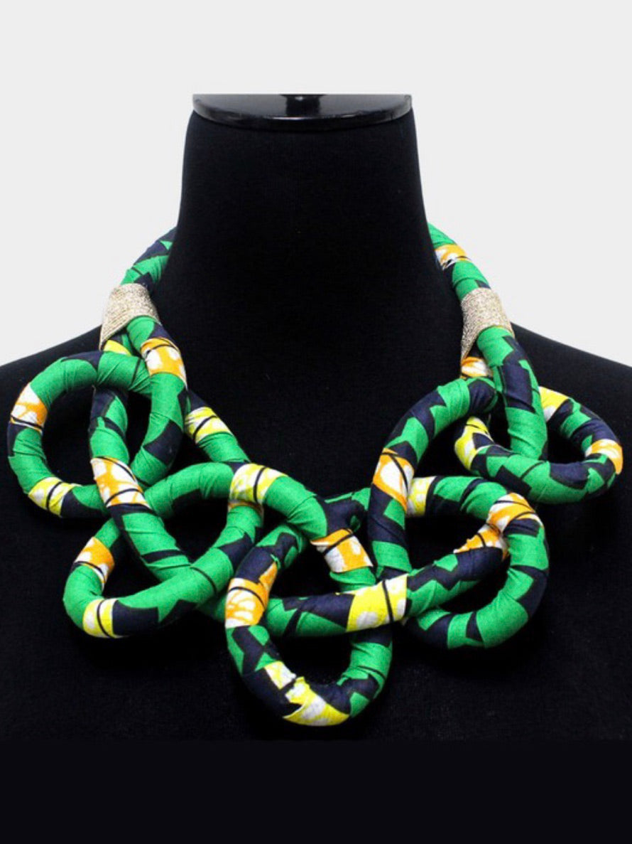 Knotted Fabric Bib Necklace