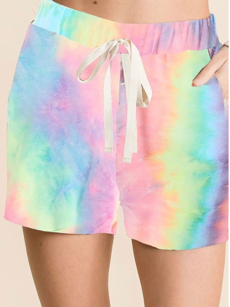 Pastel Tie Dye Hoodie Short Loungewear Set