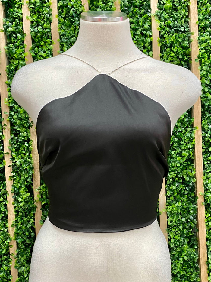 Satin Halter Crop Top