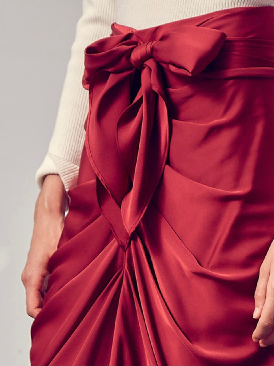 Elegant Front Tie Midi Skirt