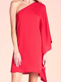 Hammered Satin One Shoulder Dress