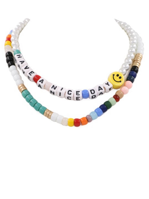 Have a Nice Day Smiley Layered Necklace