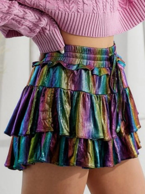 Metallic Black Rainbow Skort